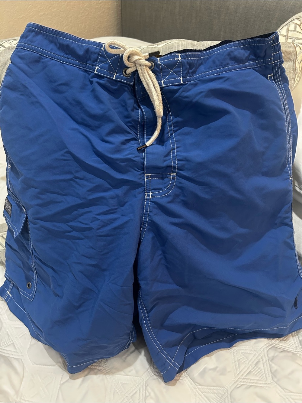 Polo Ralph Lauren Men's Blue Swim Trunks with Drawstring Waist